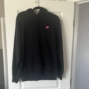 NWOT Nike Men's Black Club Fleece Hoodie with Pink Emblem size L